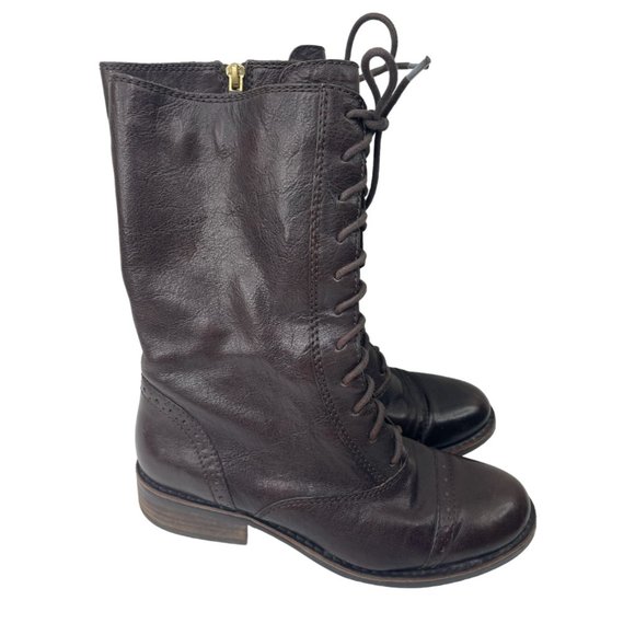 Vince Camuto Women's Brown Leather Cap Toe Brogue Combat Boots W/Zipper Size 7 - Picture 1 of 5